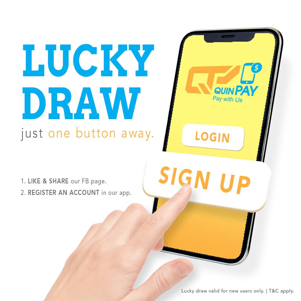 登记成为QuinPAY用户，以换取幸运抽奖的机会！