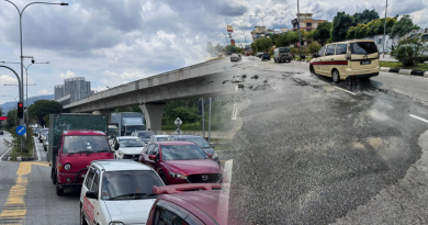 甲洞大路水管破裂 3车道受波及引起大塞车